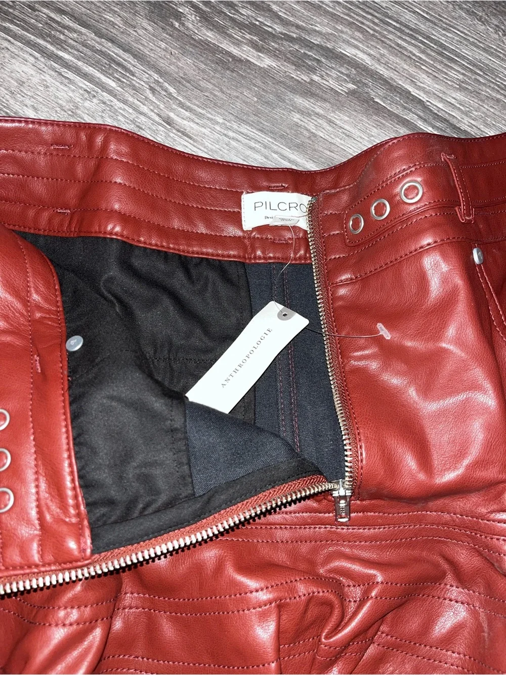 Anthropologie Burgundy Mini Skirt size 14